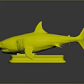 Realistic Shark Model Display With Detailed Fins And White Base On Black Background