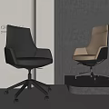 Modern Designer Leather Office Chairs With High Back Black And Beige Metal Base Wheels