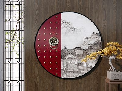 New Chinese Style Round Frame Painting Round Hanging Painting model