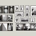 Photo Frames in Stylish Wall Collage with Various Sizes and Black White Prints