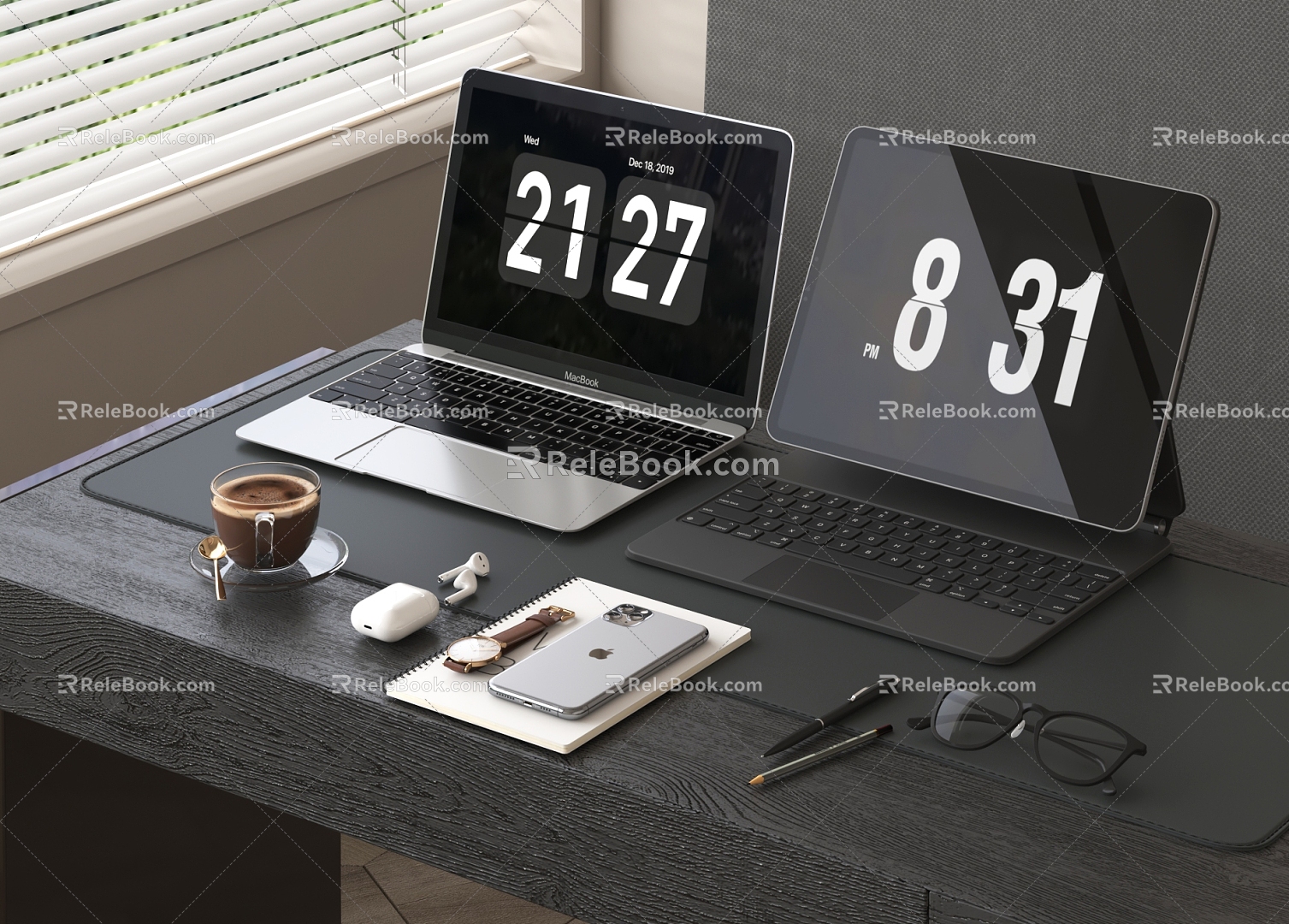 Computer Desktop Computer Laptop Monitor Digital Equipment Office Equipment 3d model