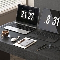 Computer Desktop Computer Laptop Monitor Digital Equipment Office Equipment 3d model