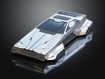 Futuristic Silver Concept Car With Streamlined Design Transparent Roof And Geometric Lines 3d model