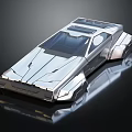 Futuristic Silver Concept Car With Streamlined Design Transparent Roof And Geometric Lines