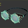 Steampunk Goggles With Dual Round Blue Lenses Leather Headband And Metal Accents