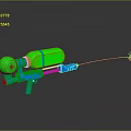 Colorful Toy Weapon Water Gun Featuring Green Tank Blue Body Red Button And Foam Projectile