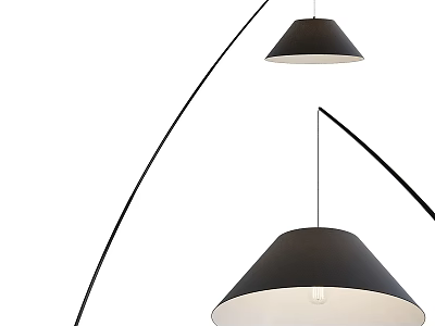 Modern Contemporary Floor Lamp For Indoor Lighting With Black Shade And Curved Metal Stand 3d model