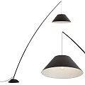 Modern Contemporary Floor Lamp For Indoor Lighting With Black Shade And Curved Metal Stand