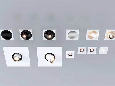 Modern Downlights and Spotlights in Various Designs Black White Colors for Ceiling Lighting 3d model