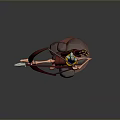 3D Animated Game Archer Character With Crystal Bow Yellow Shorts And Stone Base