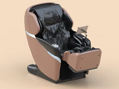 Modern Black and Brown Leather Massage Chair with Tablet Holder and Comfortable Design 3d model