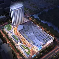 Aerial View Urban Planning Featuring High Rise Building Commercial Center And Green Spaces