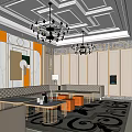 Luxurious KTV Lounge Interior Design With Chandeliers Sofas And Coffee Tables 3d model