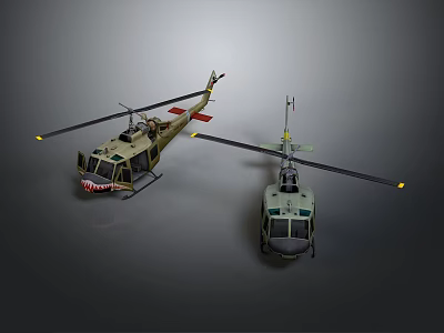 Two Detailed Helicopter Scale Models With Rotors And Landing Gear 3d model