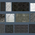 Various Textured Wall Surfaces With Stone Brick And Marble Decorative Panels 3d model