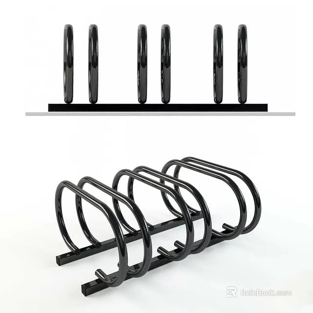 Black Metal Bicycle Rack With Curved Loops For Secure Bike Parking 3d model 