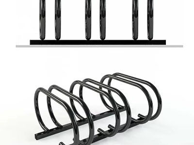 Black Metal Bicycle Rack With Curved Loops For Secure Bike Parking 3d model
