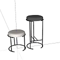 Modern Bar Stools With Upholstered Seats And Metal Frames In Light And Black
