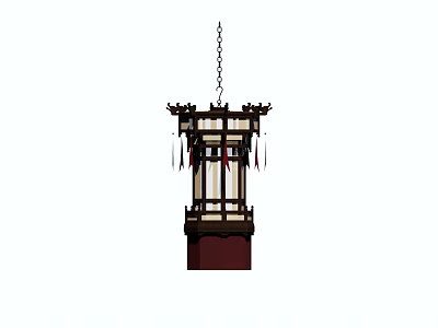 Decorative Hanging Billboard With Traditional Chinese Lantern Wooden Frame And Tassels 3d model