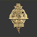 Elegant Golden Decorative Sailboat Model with Flags Gemstone Accents and Crystal Base