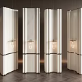 Elegant Modern White Columns with Vertical Stripes Black Accents and Wall Lamps