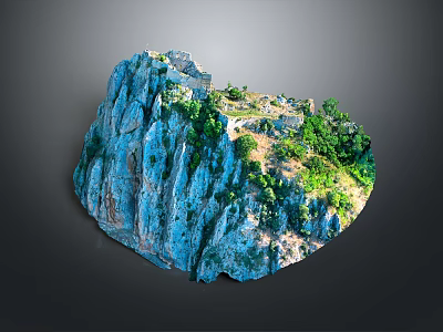 Scenic 3D Mountain Model With Rocky Terrain Green Vegetation Trees And Paths 3d model
