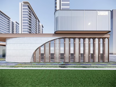 Modern Sales Office Building Sales Office Building Community Gate 3d model