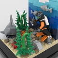 LEGO toy building blocks underwater world diving shark 3d model