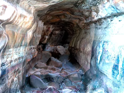 Rugged Cave Terrain Interior With Rocky Formations And Colorful Textures 3d model