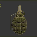 Green Grid Pattern Military Grenade With Fuse And Pull Ring