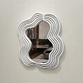 Modern Wavy White Frame Wall Mounted Mirror Reflecting Bedroom Interior Design
