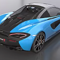 Blue McLaren Sports Car With Sleek Design Black Roof And Orange Brake Calipers