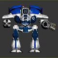 Blue And White Mechanical Robot Game Movie Character Featuring Armored Design And Mechanical Arms