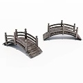 Two Traditional Wooden Landscape Bridge Models With Arched Design And Railings