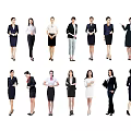 Group of Professional Women in Business Attire with Diverse Standing Poses