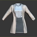 Elegant Long White Coat with Light Blue Shirt and Skirt Professional Ensemble