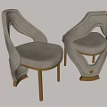 Modern Light Gray Upholstered Dining Chairs with Curved Backrest and Metal Legs