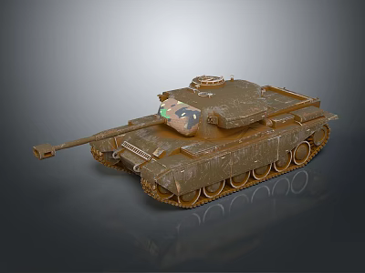 Military Armored Vehicle Tank With Cannon Tracks And Camouflage Exterior Design 3d model