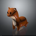 Orange Small Animal Stuffed Toy With White Belly Standing In Dark Reflective Background