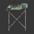 Vintage Drive IN Sign With Rusted Metal Stand And Retro Design Elements