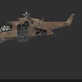 Military Helicopter With Camouflage Paint Open Side Door Radar Dome On Top And Mounted Weapons