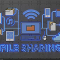 File Sharing Concept With Laptop Mobile Devices Documents And Cloud Storage