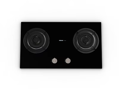 Modern Black Double Burner Gas Cooktop Kitchen Appliance With Knob Control For Home Cooking 3d model