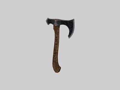 Medieval Metal Axe With Wooden Handle And Sharp Blade Design 3d model