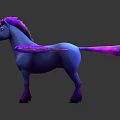 Colorful Vibrant Mythical Pegasus With Blue Body And Purple Pink Feathered Wings