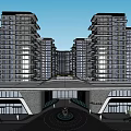 Residential Garden Landscape Among High Rise Apartment Buildings With Green Space