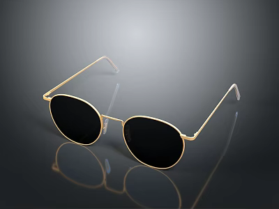 Stylish Gold Frame Sunglasses With Black Lenses For Everyday Use And Reflection 3d model