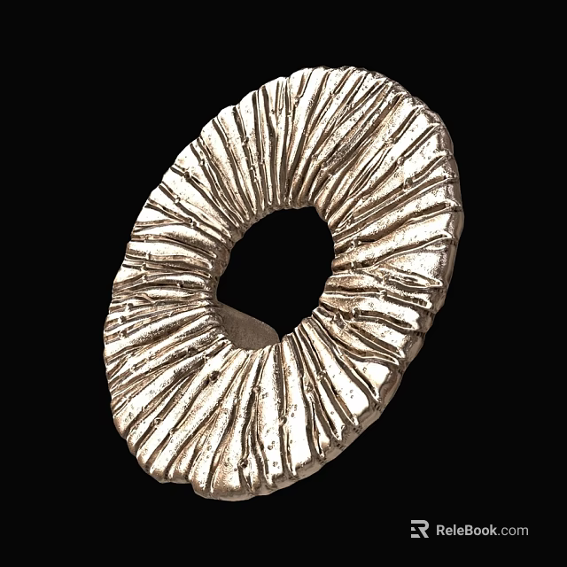 Modern Metallic Wall Decor With Radiant Texture And Circular Hollow Center 3d model 