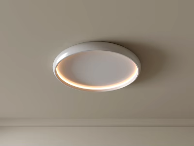 Modern Minimalist Round White Ceiling Light With Warm LED Edge Glow For Indoor Spaces 3d model