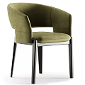Modern Green Armrest Dining Chair with Velvet Upholstery and Black Metal Legs